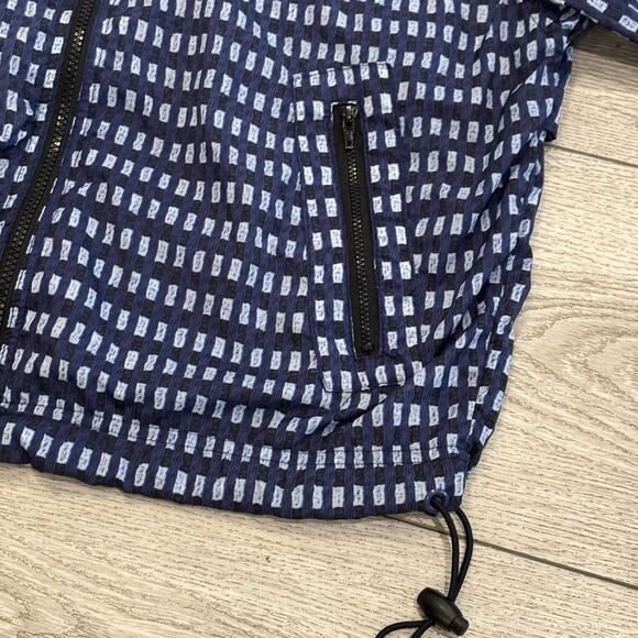 Vintage Reebok Jacket Women Medium Blue Geometric Pattern Windbreaker Track - Picture 5 of 8